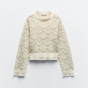 Zara cream  Lace Knit crochet bohemian style Sweater